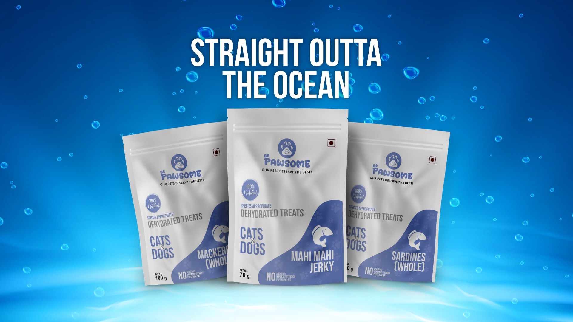 Be Pawsome Dehydrated Sardines, Mackerel and Fish Jerky for Dogs